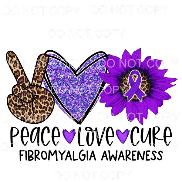Peace Love Cure Fibromyalgia Awareness Leopard Purple 