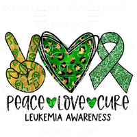 Peace Love Cure Leukemia Awareness Leopard Sublimation 
