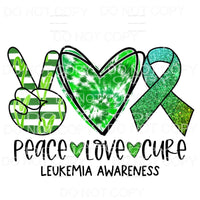 Peace Love Cure Leukemia Awareness Tie Dye Sublimation 