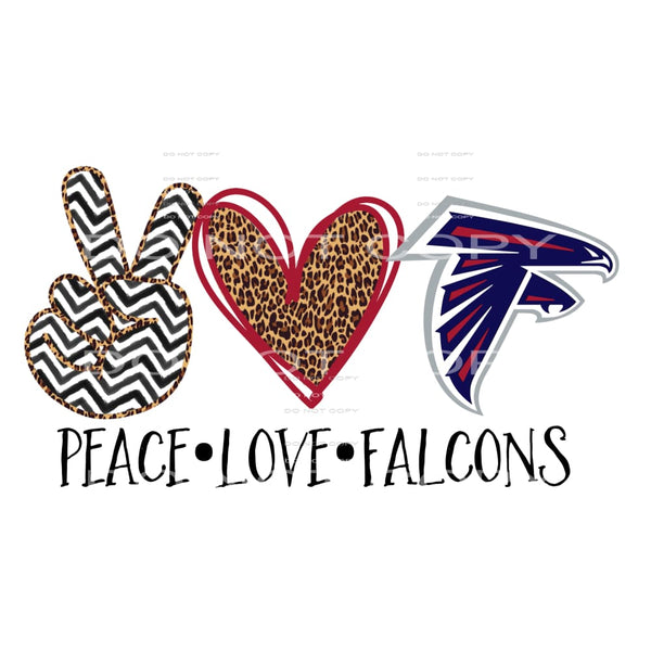 Peace Love Falcons Navy # 2199 Sublimation transfers - Heat 