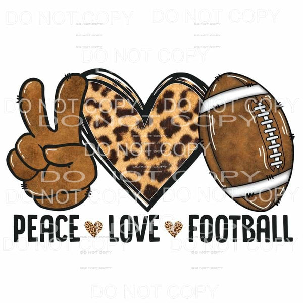 Peace Love Footbal Brown Leopard Sublimation transfers - 