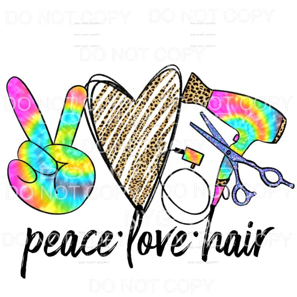 Peace Love Hair Leopard Tie Dye Sublimation transfers - Heat