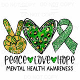 Peace Love Hope Mental Health Awareness Leopard Sublimation 