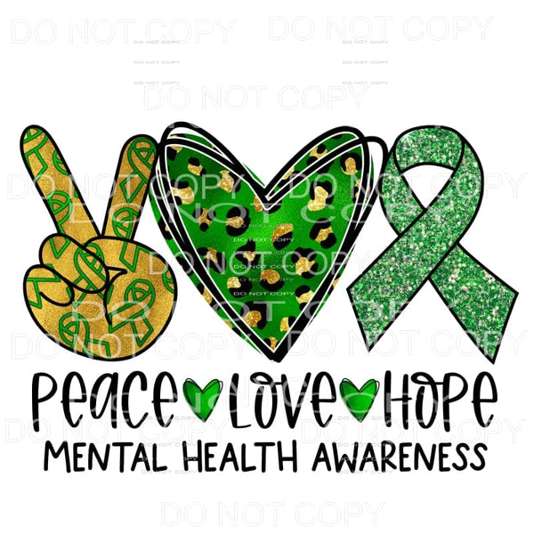 Peace Love Hope Mental Health Awareness Leopard Sublimation 