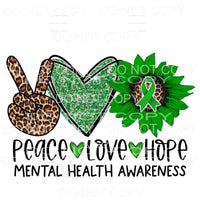 Peace Love Hope Mental Health Awareness Sunflower 