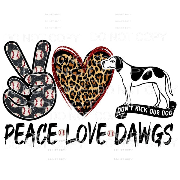 Peace Love Houn Dawgs Baseball #2 Sublimation transfers - 