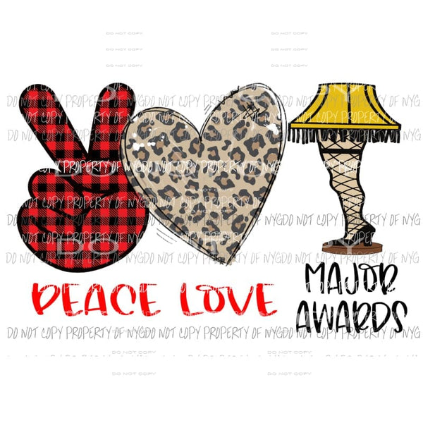 Peace Love Major Awards Christmas Sublimation transfers Heat Transfer