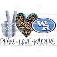 Peace Love Raiders school custom Sublimation transfers Heat Transfer