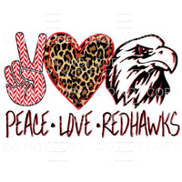 Peace Love Redhawks Leopard Heart Sublimation transfers - 
