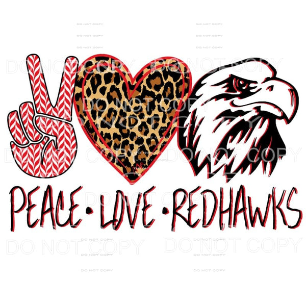 Peace Love Redhawks Leopard Heart Sublimation transfers - 