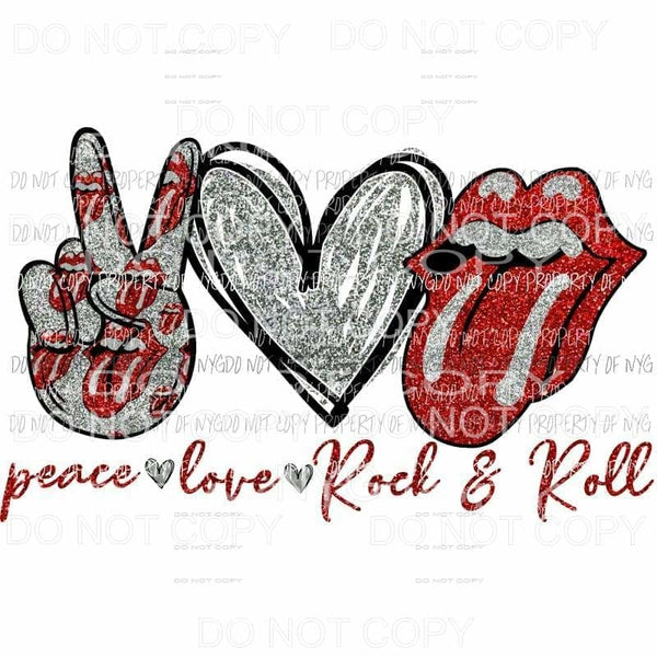Peace Love Rock and Roll Sublimation transfers Heat Transfer
