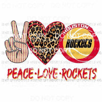 Peace Love Rockets Houston basketball leopard heart Sublimation transfers Heat Transfer