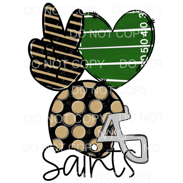 Peace Love Saints Football Helmet Field Heart Stripes Polka 