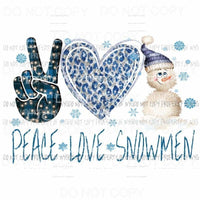 Peace Love Snowmen Sublimation transfers Heat Transfer