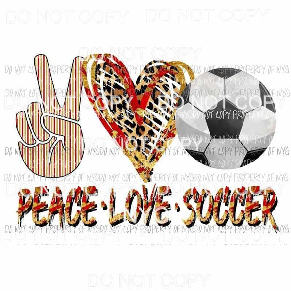 Peace Love Soccer red gold leopard Sublimation transfers Heat Transfer