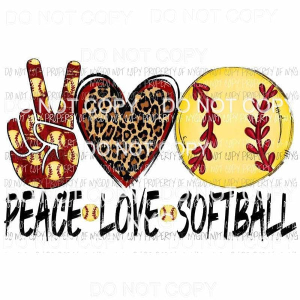 Peace Love Softball #1 Sublimation transfers Heat Transfer