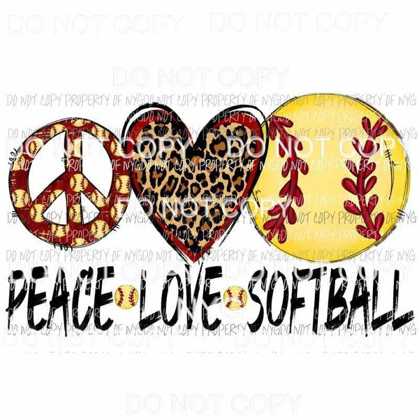 Peace Love Softball #3 Sublimation transfers Heat Transfer
