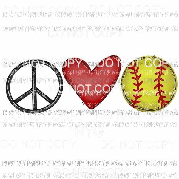 Peace Love Softball Sublimation transfers Heat Transfer