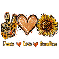 Peace Love Sunshine Leopard Sunflowers Gold Glitter #2105 