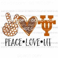 Peace Love UT Tennessee Volunteers Sublimation transfers Heat Transfer