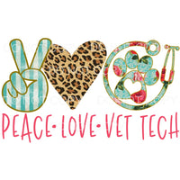 Peace Love Vet Tech Stripes Leopard Floral Paw Print #1726 