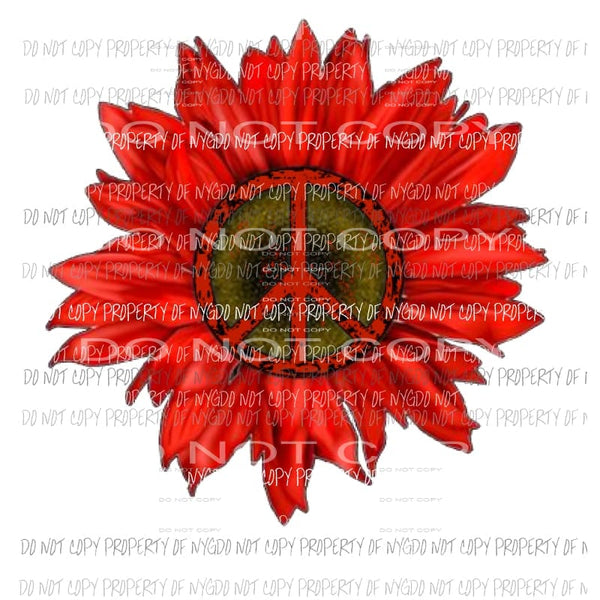 Peace Red Flower Sublimation transfers Heat Transfer