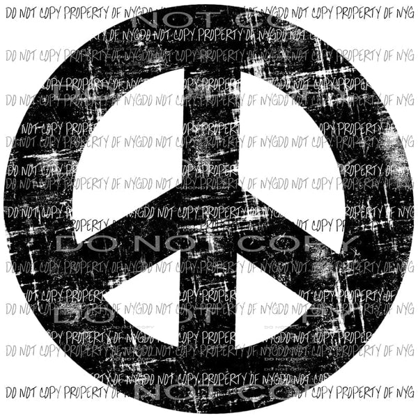 Peace Sign distressed black Sublimation transfers Heat Transfer