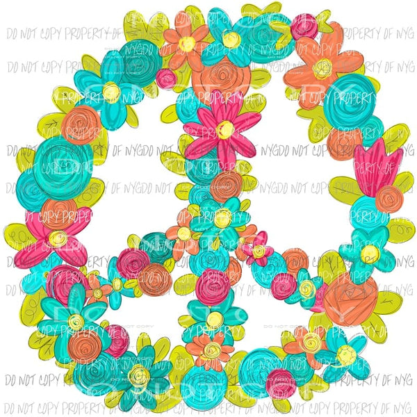 Peace Sign Flowers Sublimation transfers Heat Transfer