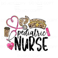Pediatric Nurse Pink Leopard Sublimation transfers - Heat 