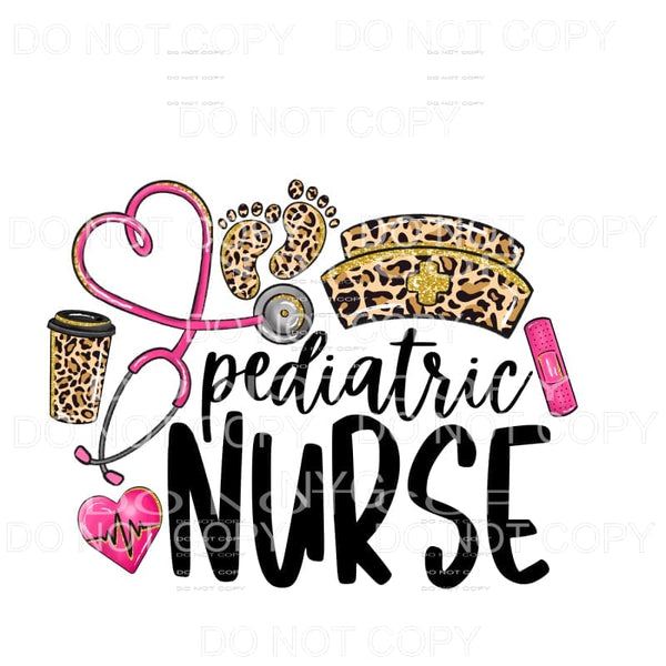Pediatric Nurse Pink Leopard Sublimation transfers - Heat 