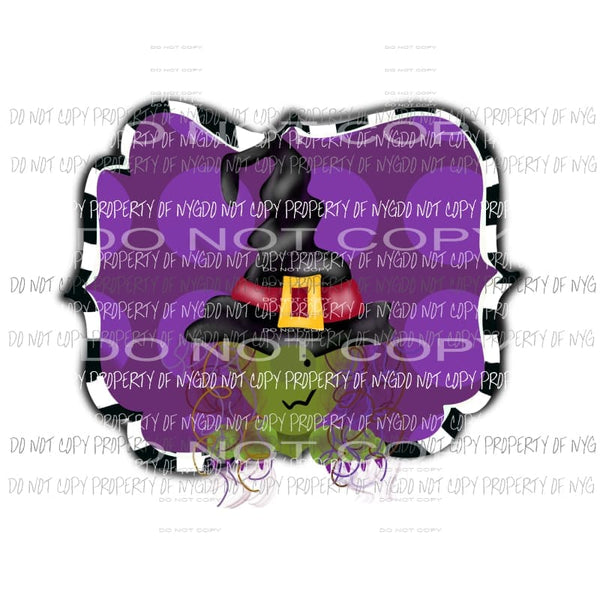 Peeking Witch black hat Halloween Sublimation transfers Heat Transfer