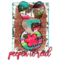 Peepin It Real Serape Cowhide Bunny Embossed Leather Easter 