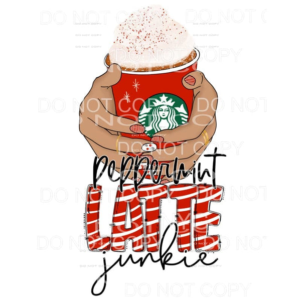 Peppermint Latte Junkie Red Stripes Cup Hands #1195 