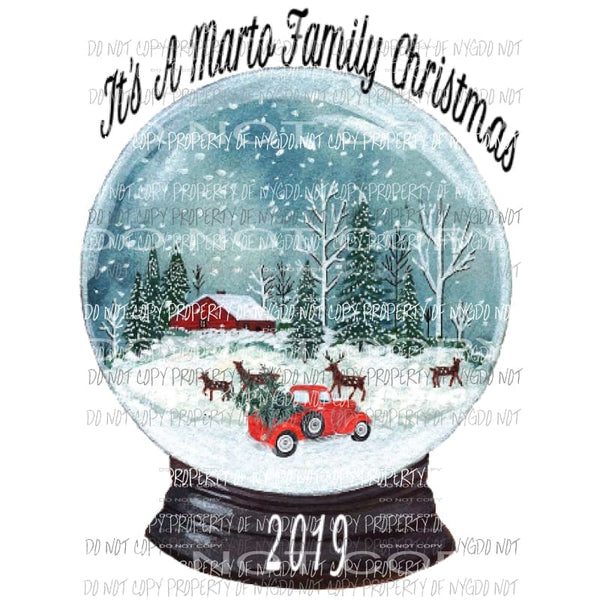 PERSONALIZED Snow globe red truck farm Sublimation transfers Heat Transfer