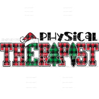 PHYSICAL THERAPIST buffalo plaid ornament tree santa hat Sublimation transfers Heat Transfer