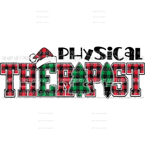 PHYSICAL THERAPIST buffalo plaid ornament tree santa hat Sublimation transfers Heat Transfer