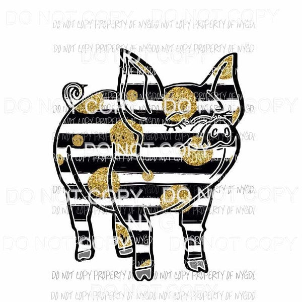 PIG #3 gold black stripes Sublimation transfers Heat Transfer