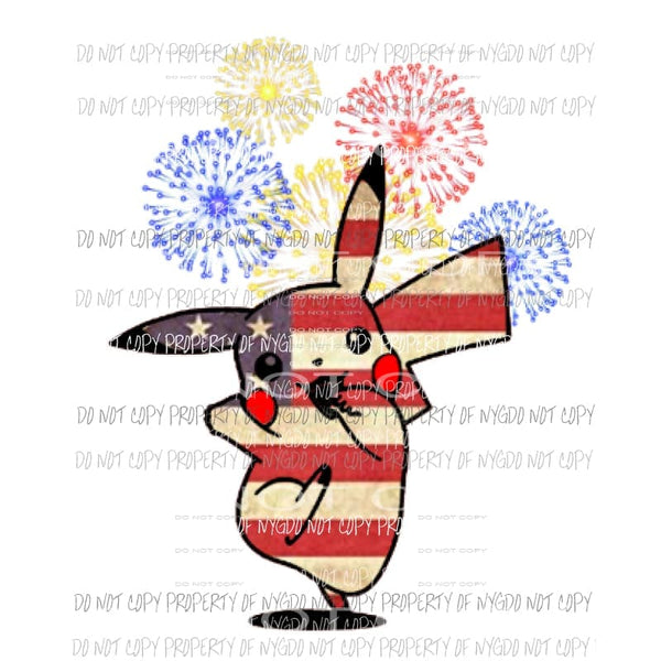 Pikachu Sublimation transfers usa 4th of july america Heat Transfer