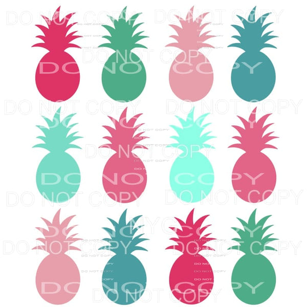 Pineapple Grid Pink Red Green Blue Sublimation transfers - 