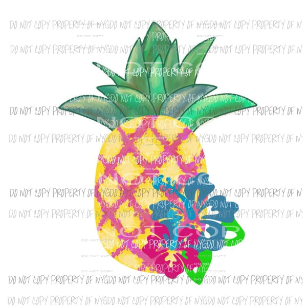 Pineapple Hibiscus flower Sublimation transfers Heat Transfer