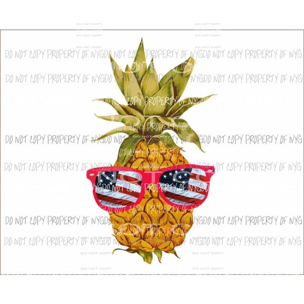 Pineapple wearing red flag sunglasses Sublimation transfers Heat Transfer