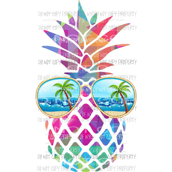 Pineapple with sunglasses Sublimation transfers Heat Transfer