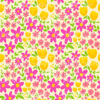 Pink and Yellow Flowers Yellow Background Sheet Sublimation 