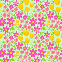 Pink and Yellow Flowers Mint Background Sheet Sublimation 