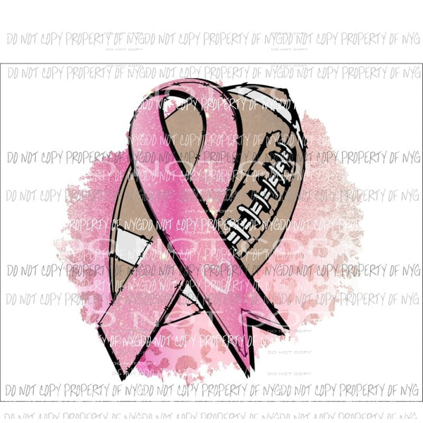 Pink Awareness Ribbon Football leopard Sublimation transfers Heat Transfer