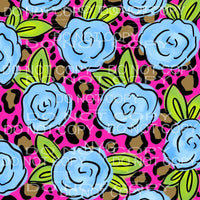 Pink Leopard Blue Floral Sheet Sublimation transfers - Heat 