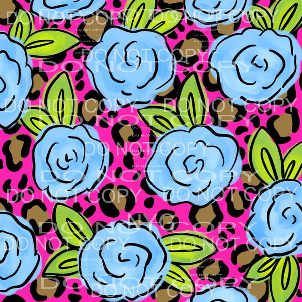 Pink Leopard Blue Floral Sheet Sublimation transfers - Heat 
