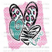 Pink Love leopard heart trio Sublimation transfers Heat Transfer