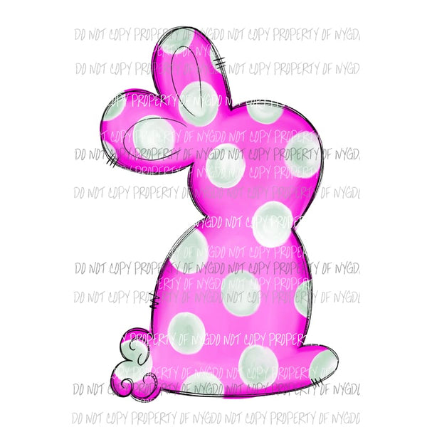 Pink Polka Dot Bunny Sublimation transfers Heat Transfer