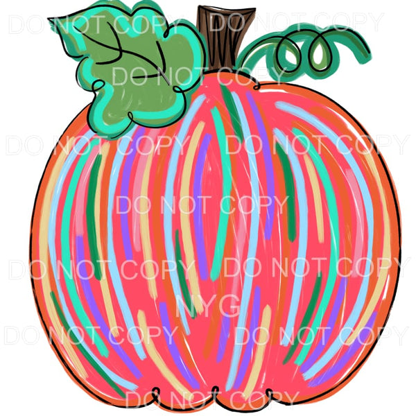 Pink Pumpkin Colorful Stripes #38 Sublimation transfers - 